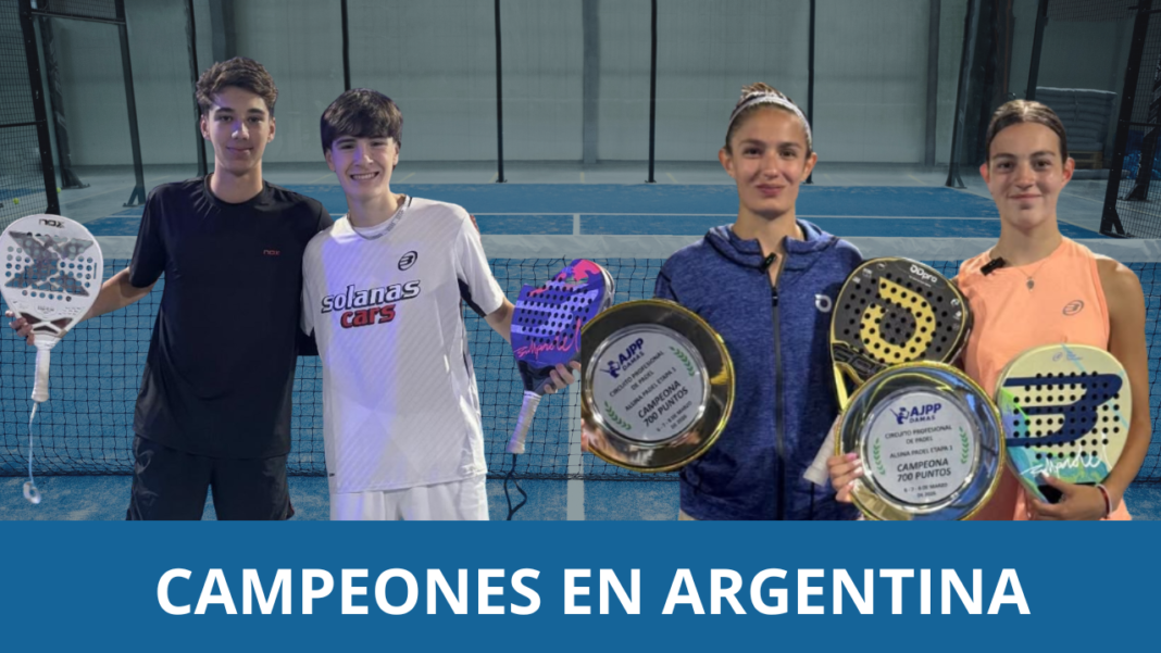 Victoria Vílchez, Sara Moglia, Valentín Cilli y Agustín Silva campeones de pádel de los torneos AJPP Victoria Vílchez, Sara Moglia, Valentín Cilli y Agustín Silva campeones de pádel de los torneos AJPP